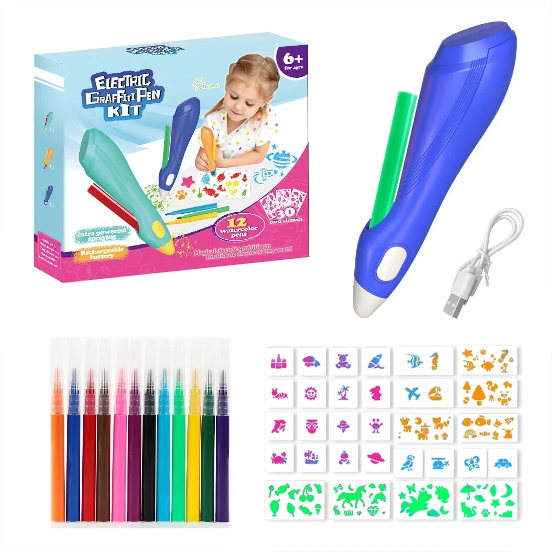 Electric Watercolor Spray Pen Children Hand-painted Color Paintbrush