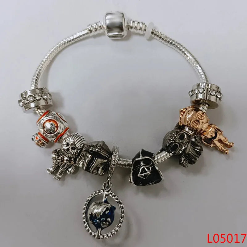 Cute Enamel Disney Princess Dress Charms Bracelet Women