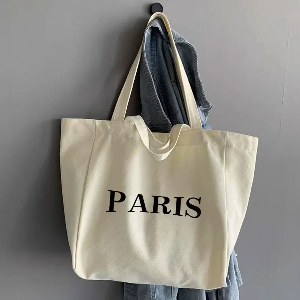 Shopping Bags Organizer Fashion Canvas Tote Bag Student Shoulder Bag Text Series Large Capacity Handbags Women 2022 Casual