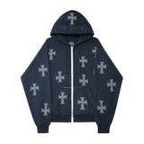 New Street Grunge Sweatshirt Cross Hot Drill Letter