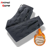 Winter Zip Pockets Thicken Fleece Sweatpants Men Jogger