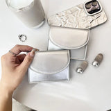 Korean Version Silver Credit Card Holder Purse for Women Simple Cover Type Coin Wallet Ins Student Wallet Female Card Wallet