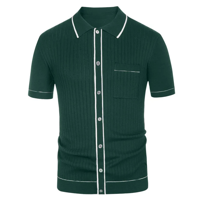 Men's Luxury Knitted Short Sleeve Polo Shirt Casual