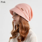 Fleece Lined Knitted Hat Casual Thickened Short Brim