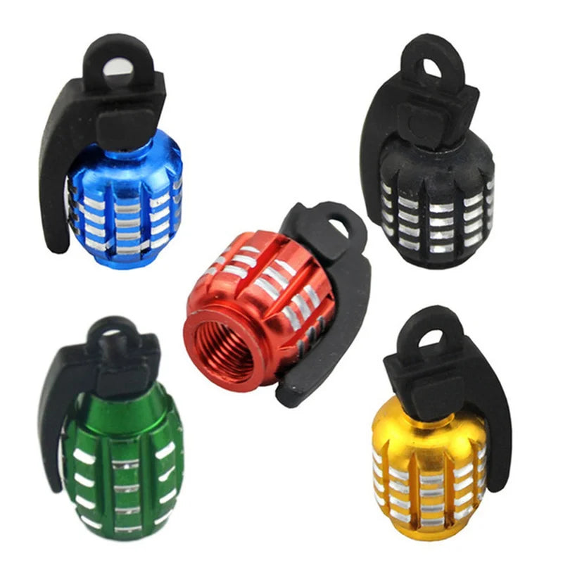 4pcs Car Tire Valve Cap Grenade Aluminum Alloy