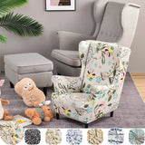 Floral Printed Wing Chair Cover All-inclusive Wingback Armchair