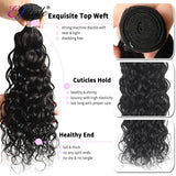 Elfriede Natural Black Water Wave Bundles with Frontal