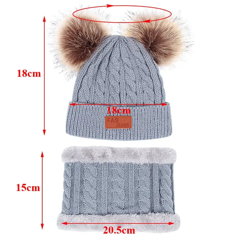 Baby Warm Winter Hats Scarf Gloves 3pcs Set