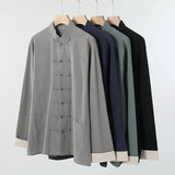Chinese Traditional Retro Windbreaker Men's Long-sleeved Tang Suit