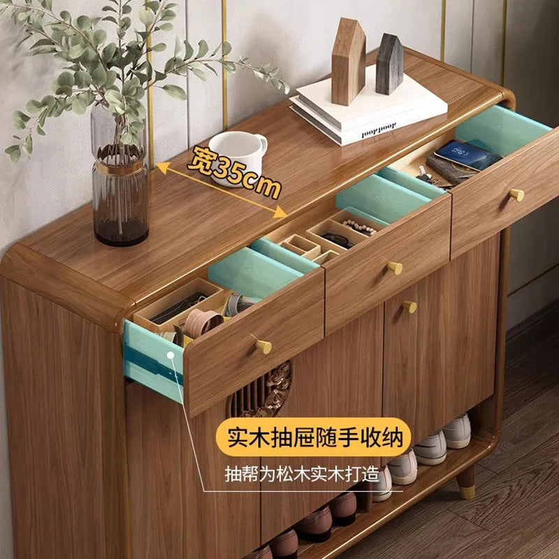 Retro Wood Shoe Cabinet Living Room Designer Space