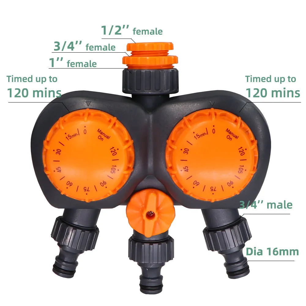 Garden Mechanical Timer 1-3 Outlet Tap Hose Sprinklers