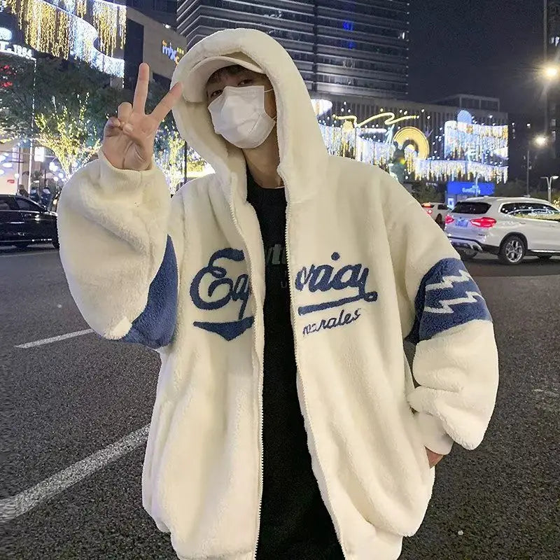 New lamb fleece jacket men autumn and winter