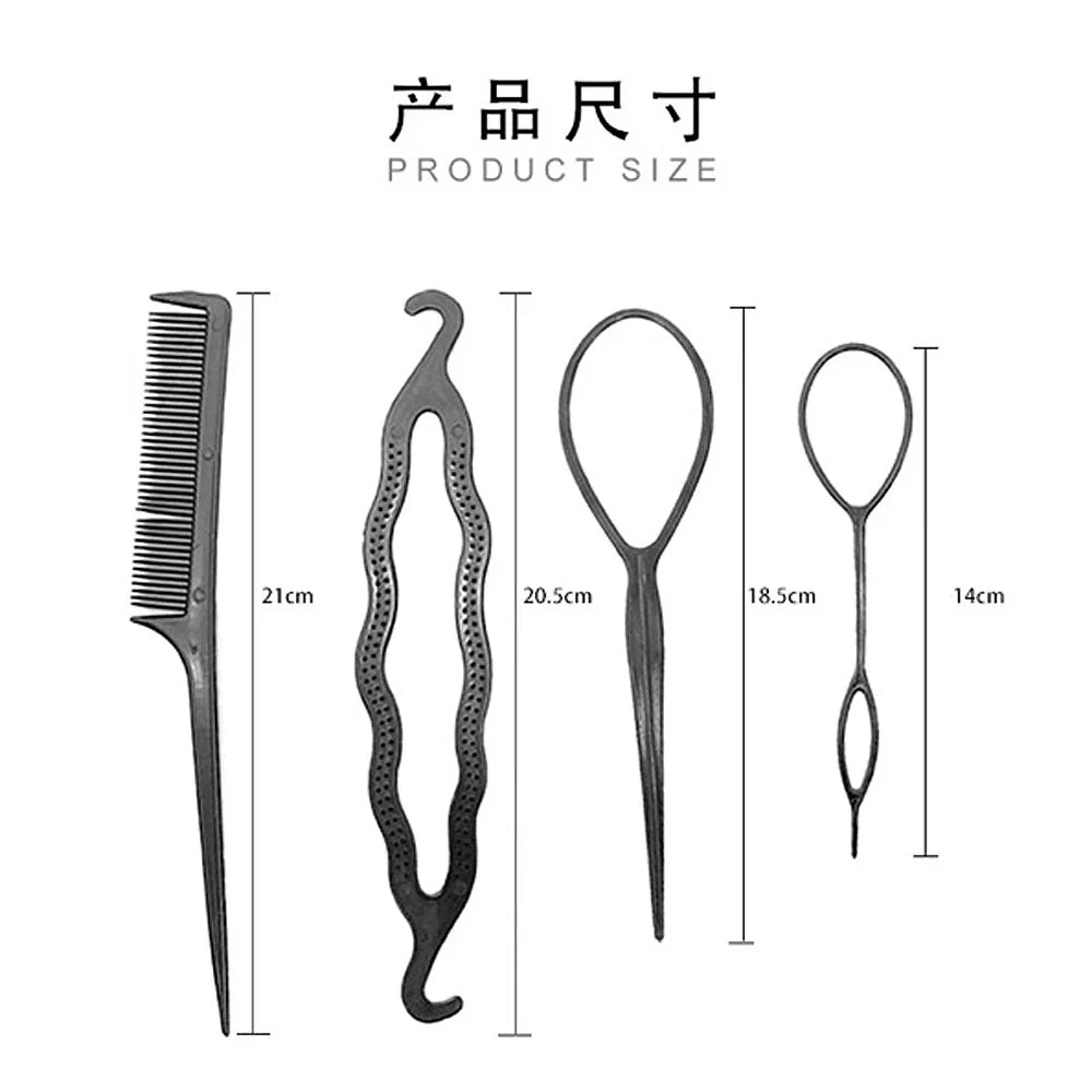 4pcsSet Women DIY Hair Tail Tools Donut Bun