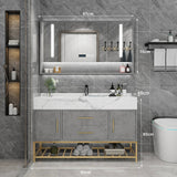 Marble Bathroom Cabinet Combination Solid Wood Intelligent Simple