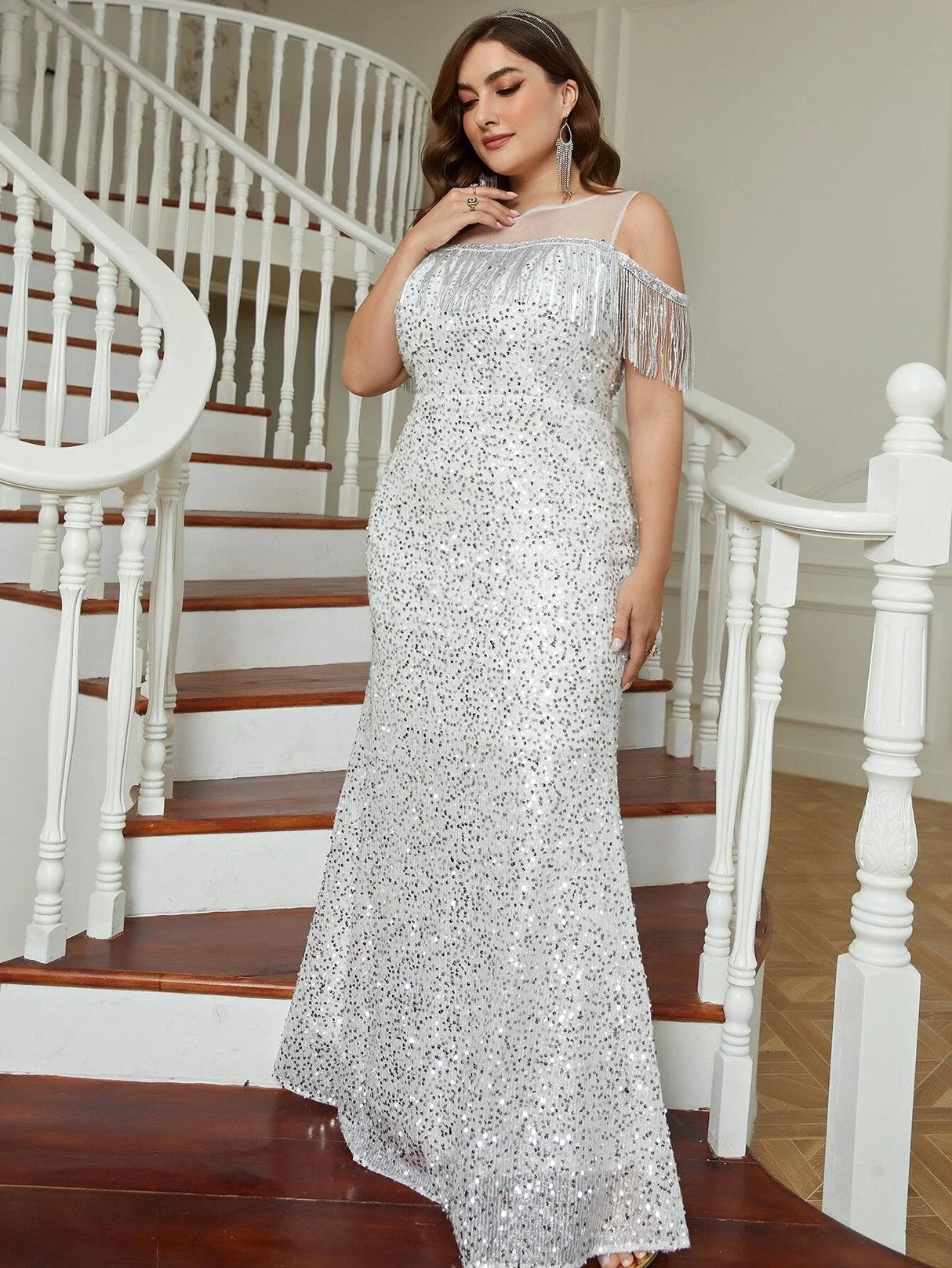 Plus Size Elegant Wedding Dresses For Women Sequin