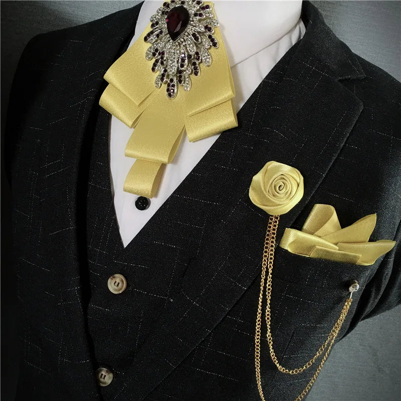 Men's Bow Tie Corsage Pocket Towel Sets British
