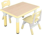 Kids Study Table and Chairs Set, Height Adjustable