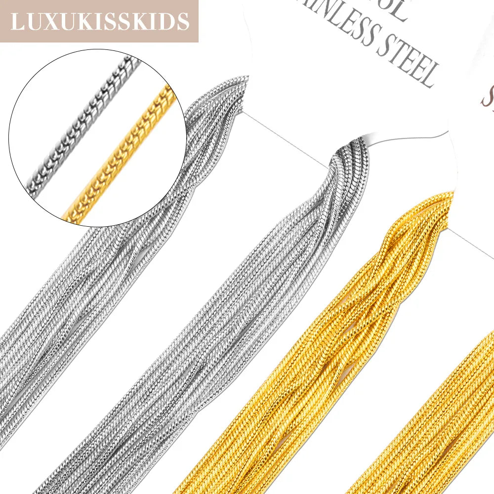 LUXUKISSKIDS 1mm Round Snake Chains Wholesale 10pcsPack Necklaces
