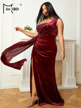 Missord Wine Sequin Plus Size Evening Dresses Women