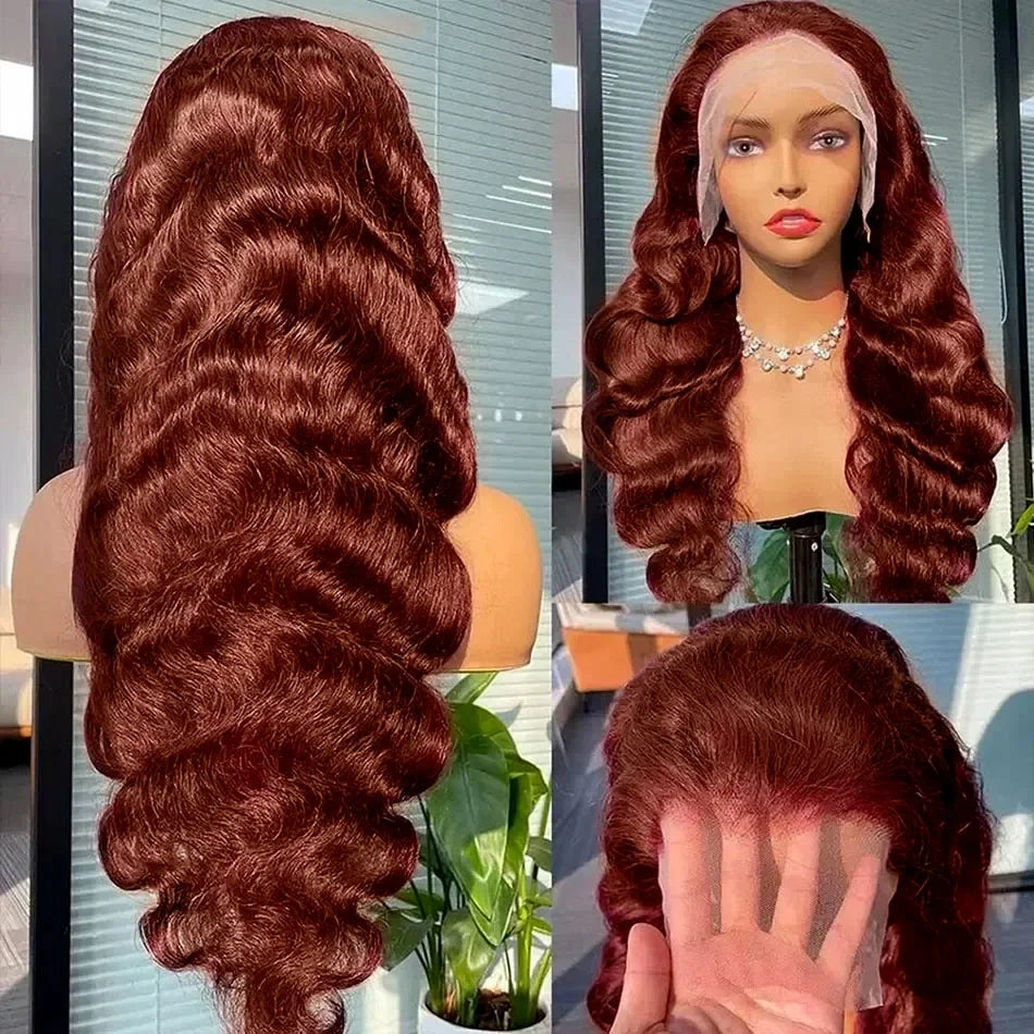 13x4 Reddish Brown Body Wave Lace Frontal Human