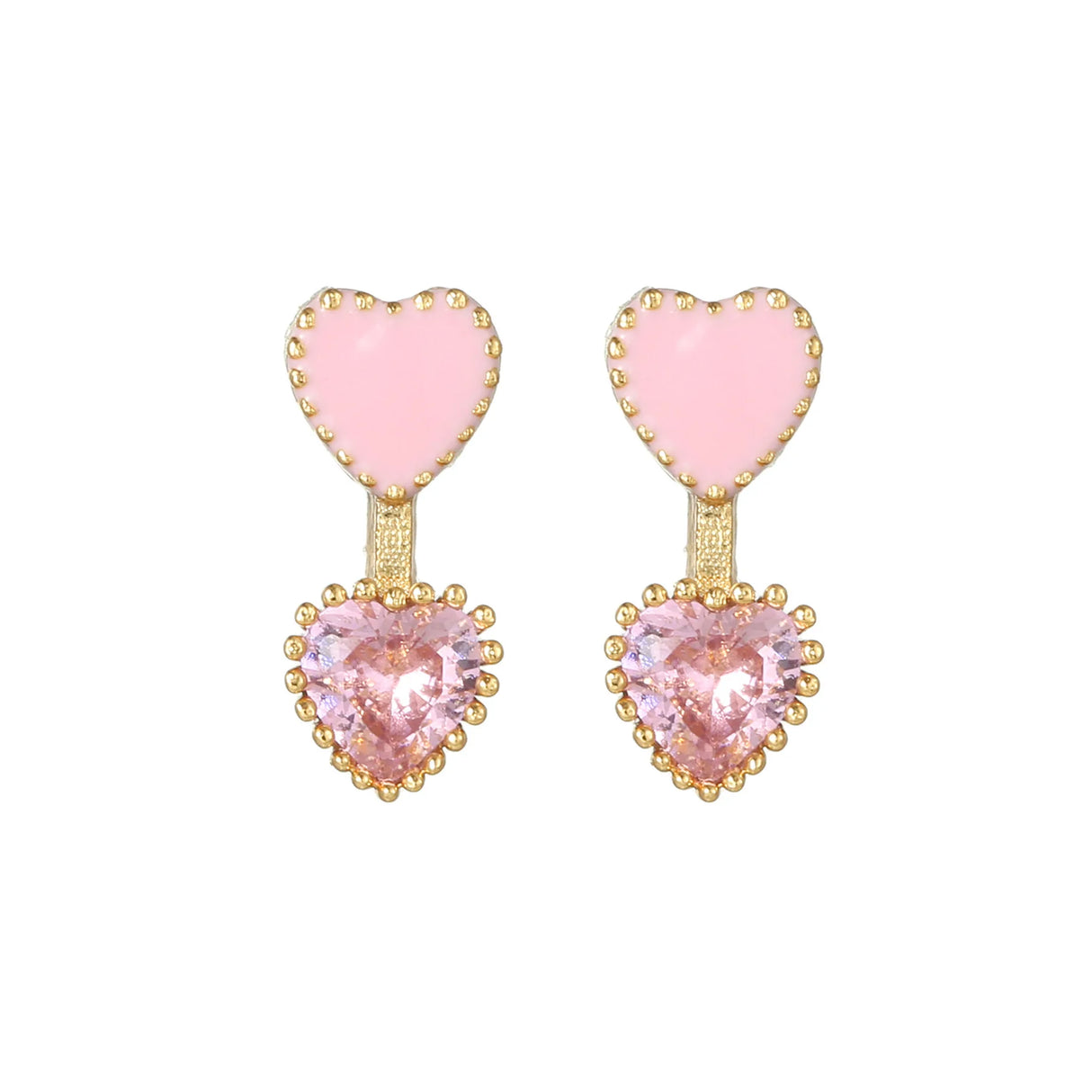 New Ins Pink Heart Zircon Stud Earring For