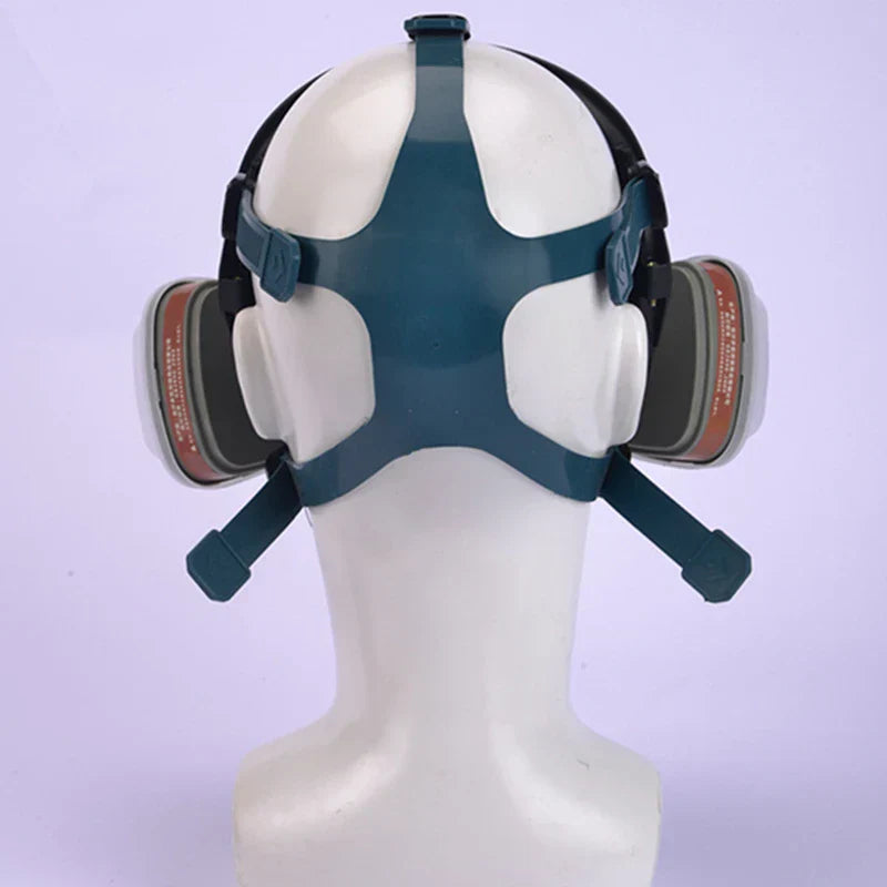 Protective mask, spray painted, chemical fire protection, wide