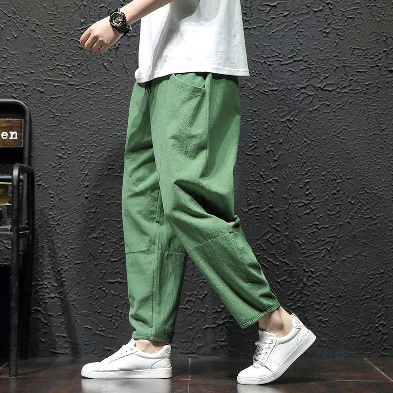 100% Cotton Summer Casual Pants Man Trendy Japanese