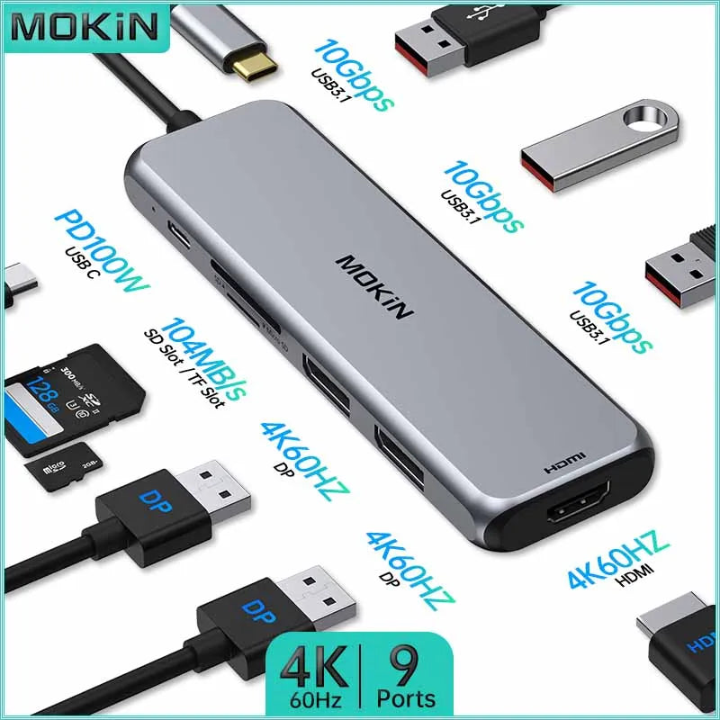 MOKiN 9-in-1 USB C Docking Station: 2 DP
