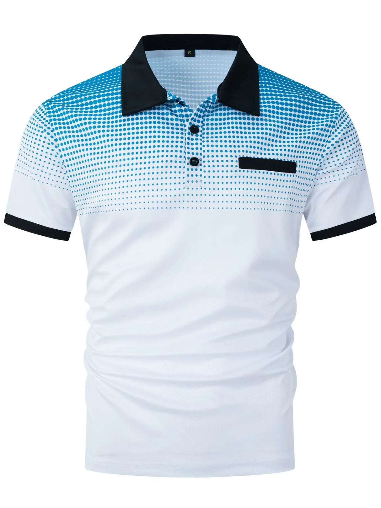 Summer Mens Lapel short-Sleeved T-shirt Contrasting Color polka