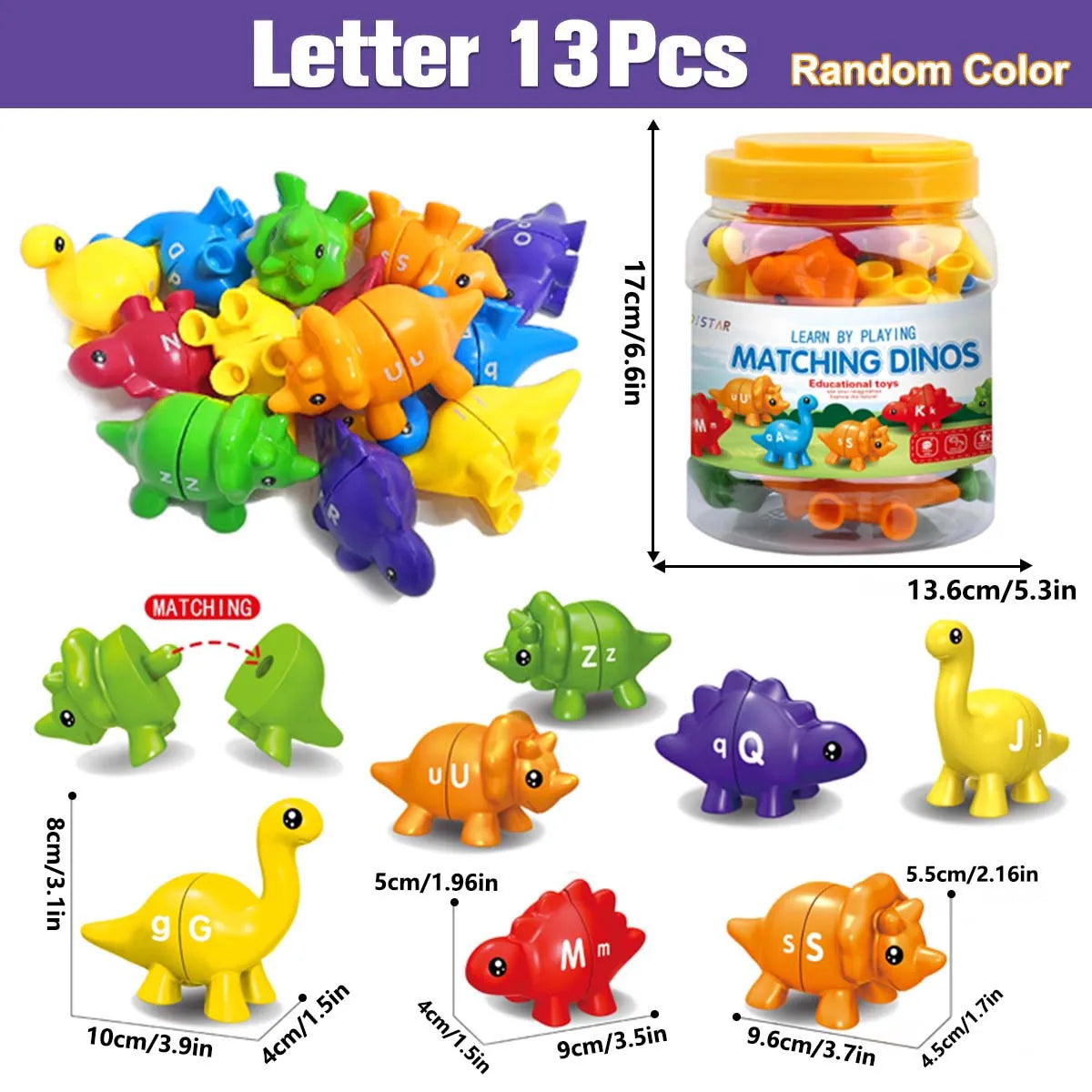 Matching Letters Fine Motor Toy ABC Dinosaur Alphabet