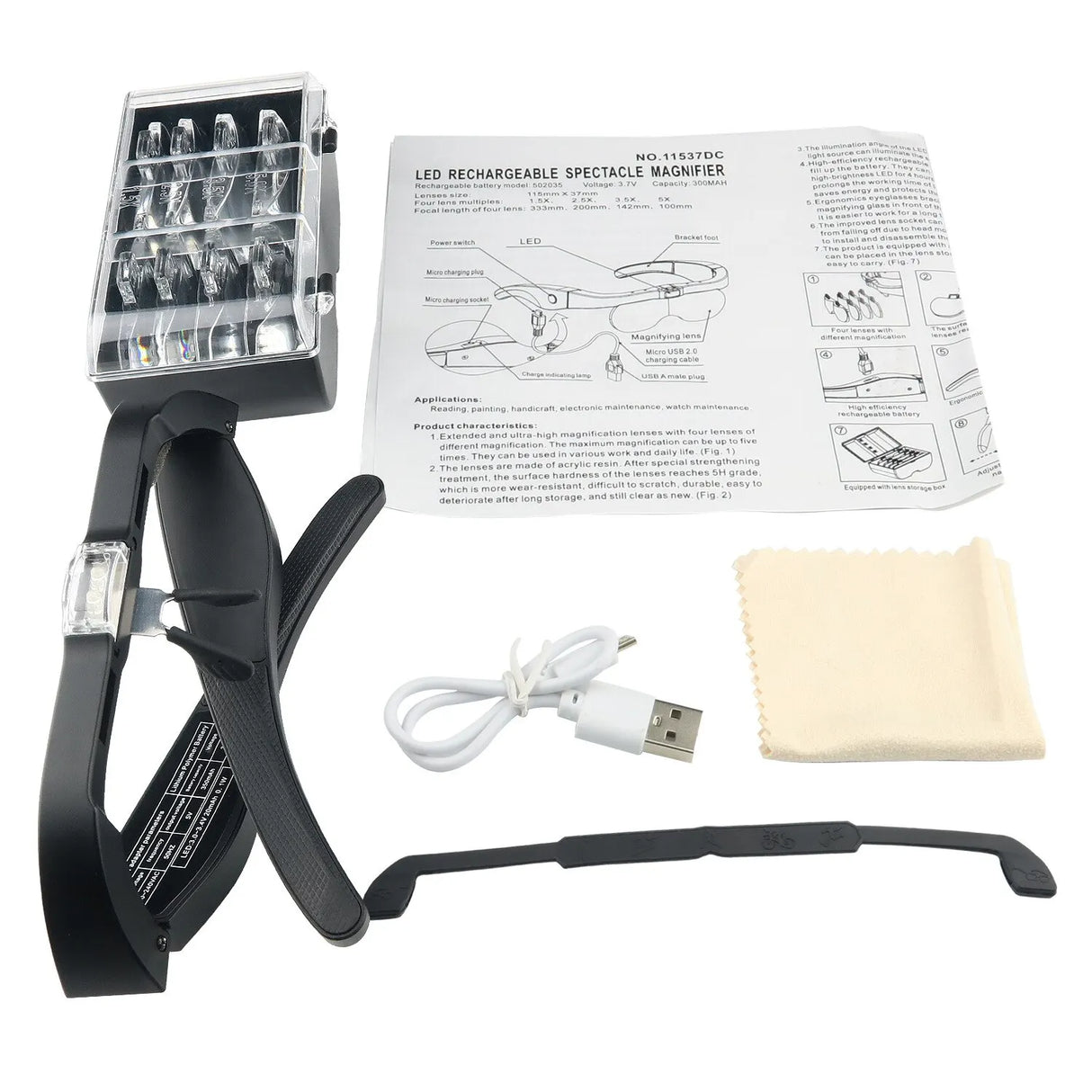 Head-mounted Magnifying Glasses With 2 LED Light