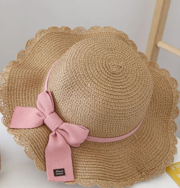 2pcs Set Summer Straw Hat With Bag For