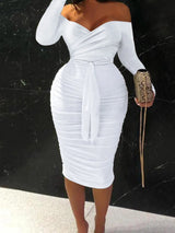 LW SXY Plus Size Off The Shoulder Ruched