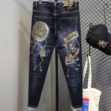 Tapered Graphic Jeans for Men with Print Hip