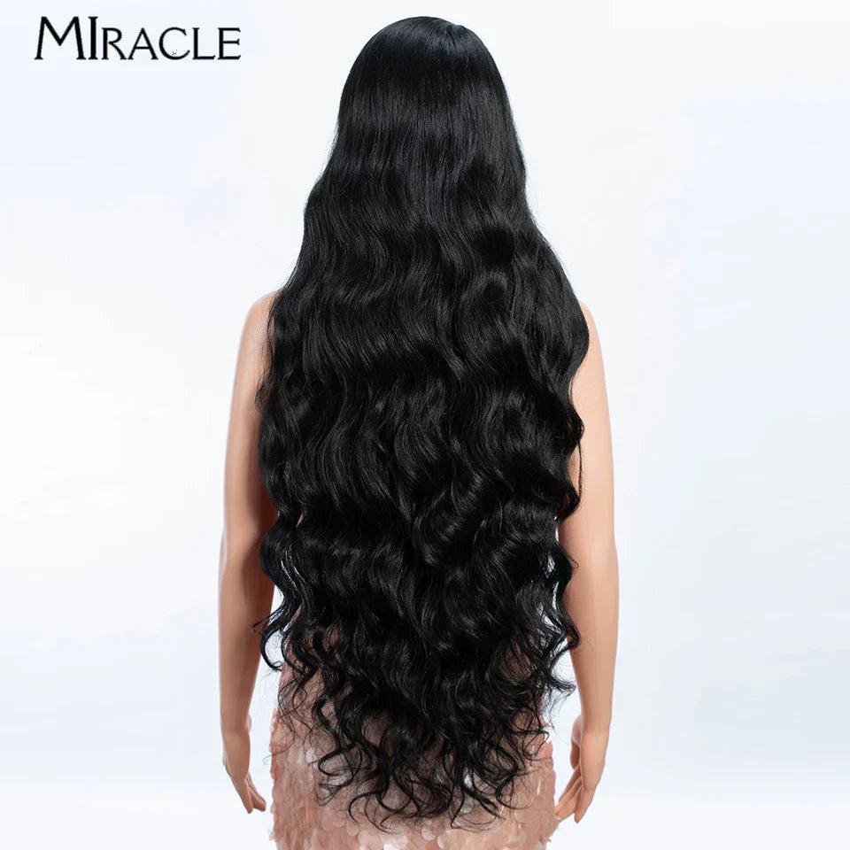 MIRACLE Synthetic Lace Front Wigs For Women Long