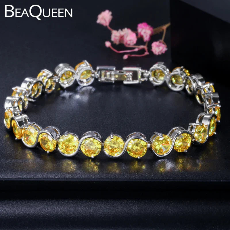 BeaQueen Trendy S Shape 6mm Round Cut Yellow