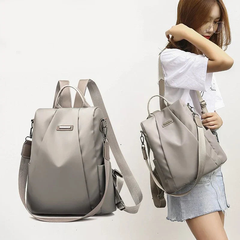 Women Nylon Cloth Travel Backpack Nylon AntiTheft Double