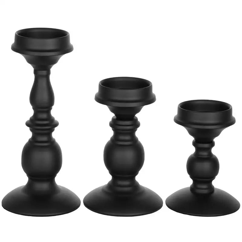 3Pcs Retro Candle Holders Iron Candle Stands 5.3/6.8/9.1 inch