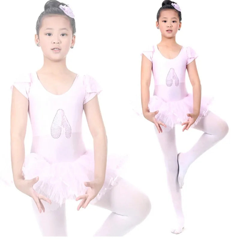 1PC Kids Girls Short Sleeved Ballet Dress Children