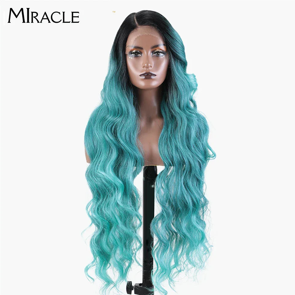 MIRACLE Synthetic Lace Front Wigs For Women Long