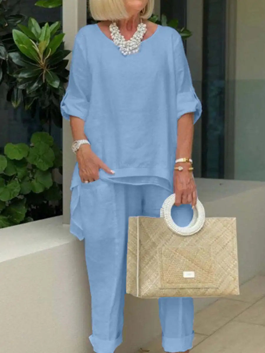 Casual Blue Women Set Spring Summer Fashion Long