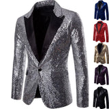 Men's Suit Round Sequin Pocket Single Row Button