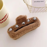Autumn Winter Retro Oversized Geometric Plush Hair Clip