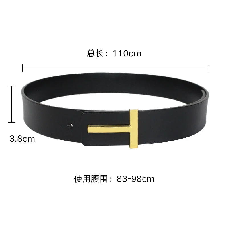 Luxury 3.8cm Width TF Real Leather Designer Brand