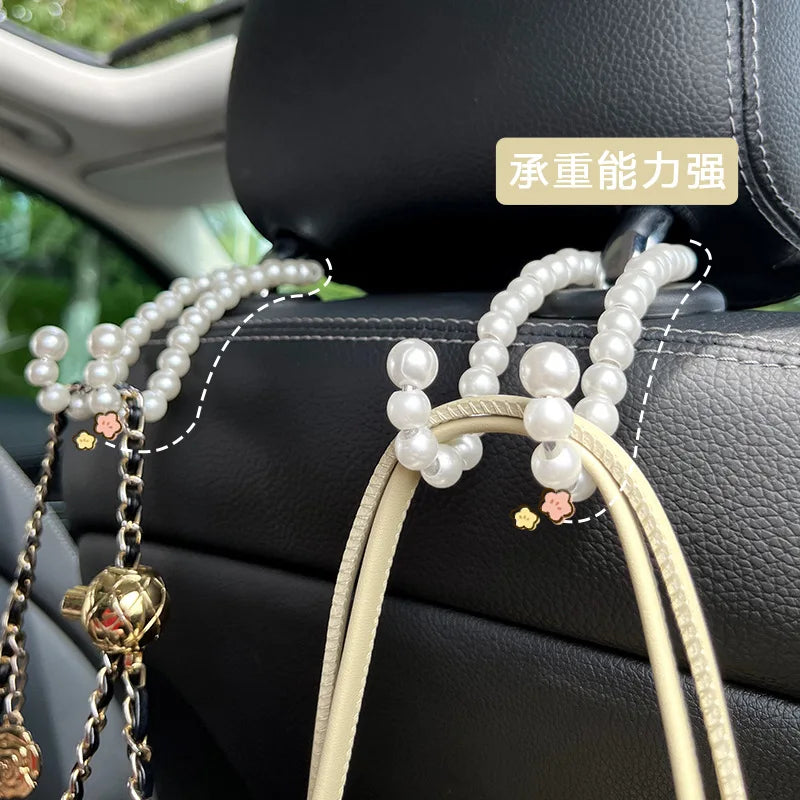 Car Rear Seat Hook White Pearl Hanger Car