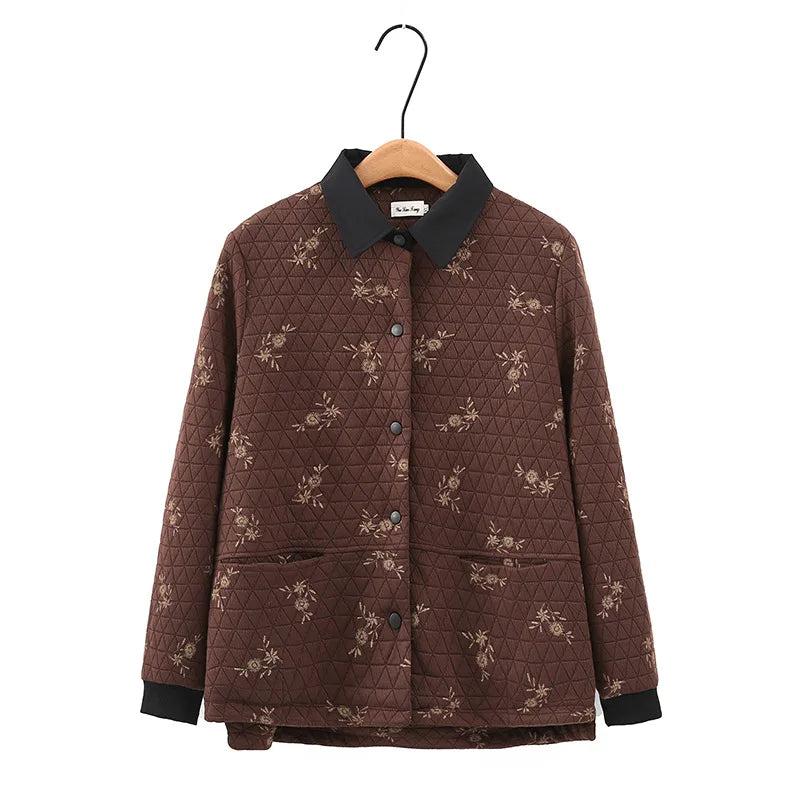 Womens Plus Size Autumn Winter Quilted Jacket Casual