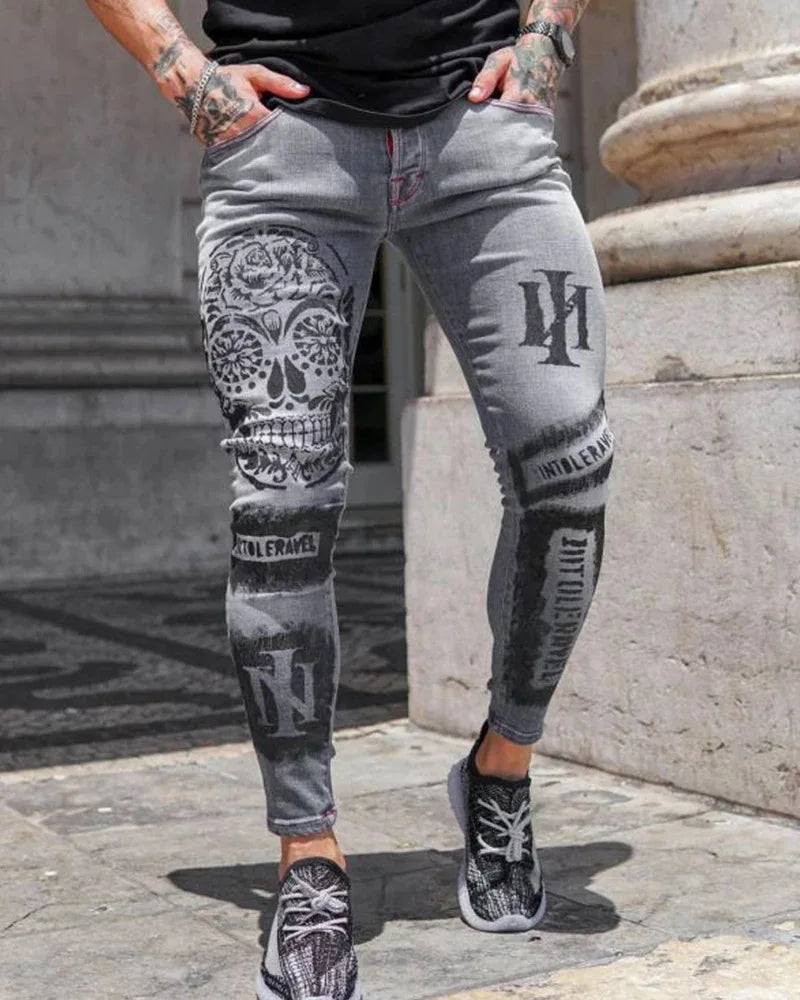 Jeans For Men 2022 Gradient Color Ripped White