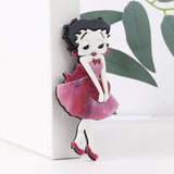 FishSheep Cute Acrylic Cartoon Girl Figure Brooches Pins