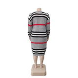 LW Plus Size coat Dropped Shoulder Striped Loose