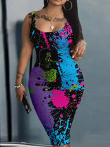 LW Plus Size Splash Ink Bodycon Cami Dress